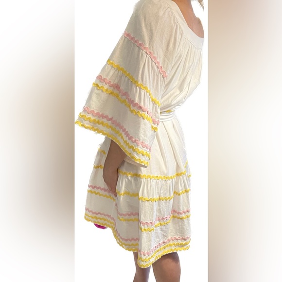 NWOT Belted Linen Dress with Rick Rack Design - Picture 4 of 4